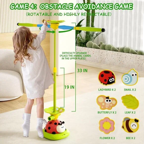 5 in 1 Musical Jump Toys, Toss Ring Game Stomping Launch Rocket Launcher for Kid
